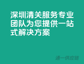 深圳清关服务，专业团队为您提供一站式解决方案