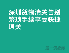 深圳货物清关，告别繁琐手续，享受快捷通关