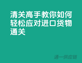 清关高手教你如何轻松应对进口货物通关