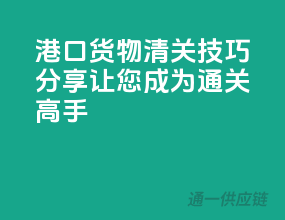 港口货物清关技巧分享，让您成为通关高手！