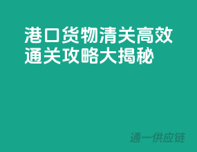 港口货物清关，高效通关攻略大揭秘！