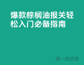 爆款棕榈油报关，轻松入门必备指南！