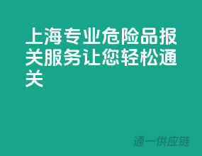 上海专业危险品报关服务，让您轻松通关！