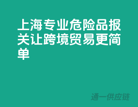 上海专业危险品报关，让跨境贸易更简单