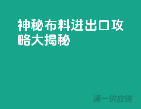 神秘布料进出口攻略大揭秘！
