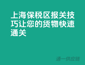 上海保税区报关技巧，让您的货物快速通关