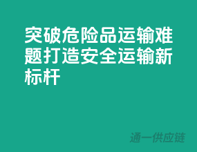 突破危险品运输难题：打造安全运输新标杆