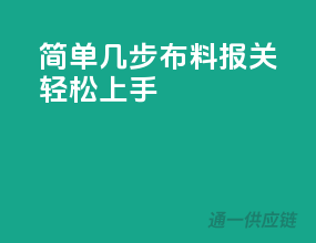 简单几步，布料报关轻松上手！