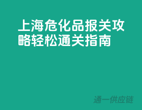 上海危化品报关攻略：轻松通关指南