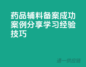 药品辅料备案成功案例分享，学习经验技巧