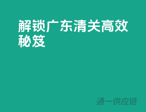 解锁广东清关高效秘笈