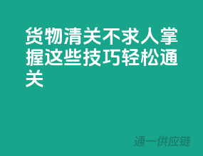 货物清关不求人，掌握这些技巧轻松通关！