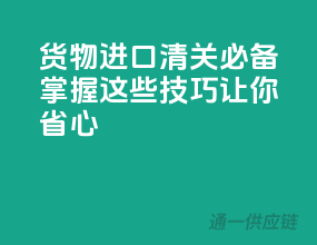 货物进口清关必备，掌握这些技巧让你省心