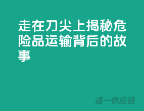 走在刀尖上：揭秘危险品运输背后的故事