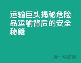 运输巨头揭秘：危险品运输背后的安全秘籍