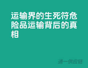 运输界的生死符：危险品运输背后的真相