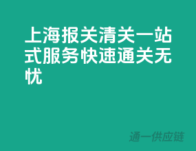 上海报关清关一站式服务，快速通关无忧