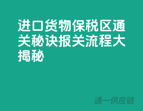 进口货物保税区通关秘诀：报关流程大揭秘