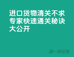 进口货物清关不求专家，快速通关秘诀大公开