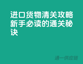 进口货物清关攻略：新手必读的通关秘诀