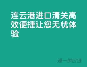 连云港进口清关，高效便捷，让您无忧体验
