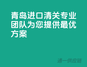 青岛进口清关，专业团队为您提供最优方案！