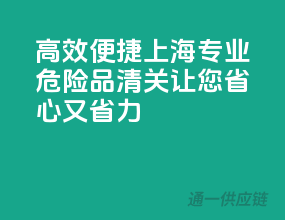 高效便捷！上海专业危险品清关，让您省心又省力