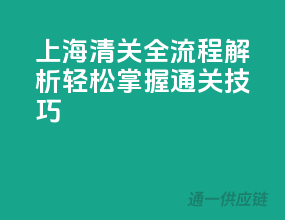 上海清关全流程解析：轻松掌握通关技巧