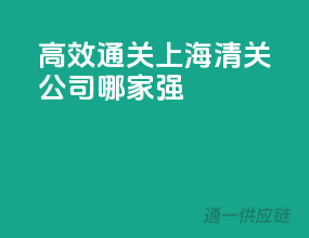 高效通关，上海清关公司哪家强？