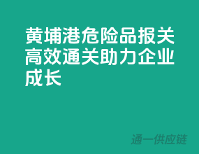 黄埔港危险品报关，高效通关，助力企业成长
