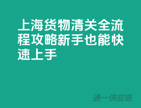 上海货物清关全流程攻略，新手也能快速上手