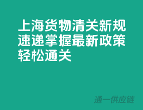 上海货物清关新规速递，掌握最新政策轻松通关