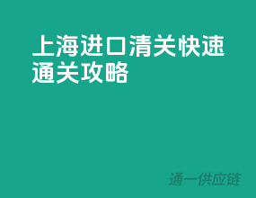 上海进口清关，快速通关攻略