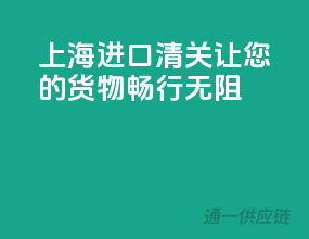 上海进口清关，让您的货物畅行无阻