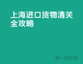 上海进口货物清关全攻略