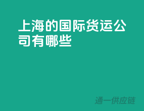 上海的国际货运公司有哪些
