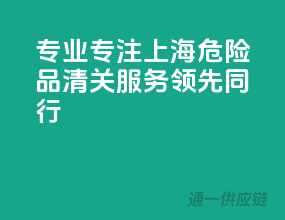 专业专注，上海危险品清关服务领先同行