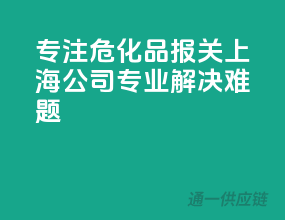 专注危化品报关，上海公司专业解决难题