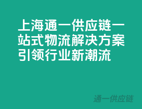 上海通一供应链，一站式物流解决方案引领行业新潮流！