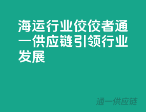 海运行业佼佼者，通一供应链引领行业发展