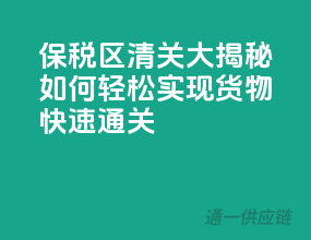 保税区清关大揭秘：如何轻松实现货物快速通关