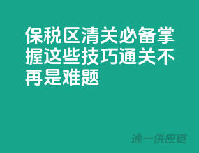 保税区清关必备！掌握这些技巧，通关不再是难题
