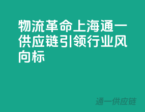 物流革命，上海通一供应链引领行业风向标！