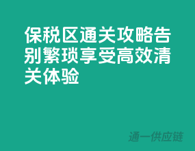 保税区通关攻略：告别繁琐，享受高效清关体验