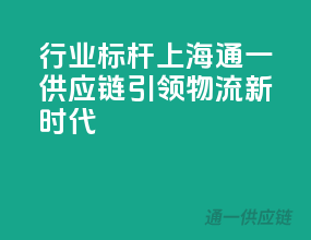行业标杆，上海通一供应链引领物流新时代！