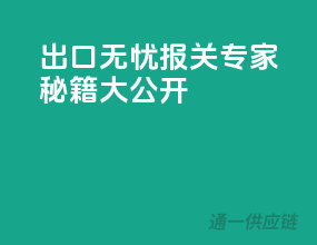 出口无忧，报关专家秘籍大公开