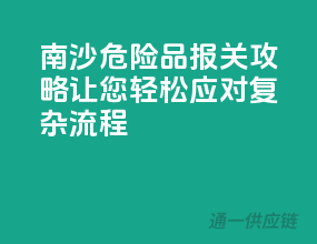 南沙危险品报关攻略，让您轻松应对复杂流程