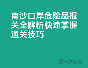 南沙口岸危险品报关全解析，快速掌握通关技巧