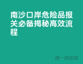南沙口岸危险品报关必备，揭秘高效流程