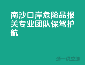 南沙口岸危险品报关，专业团队保驾护航